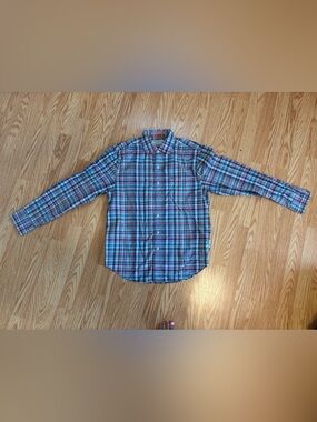 Men's Plaid Button-Up Shirt in Blue and Red Tommy Bahama the siesta key size s